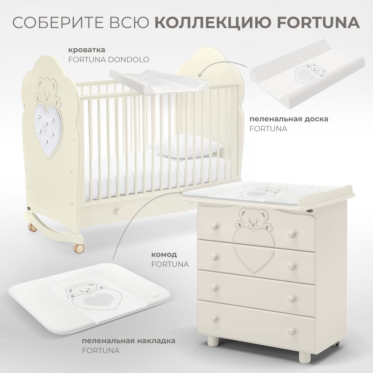Детская кроватка Nuovita Fortuna dondolo, без маятника (ваниль) - фото 9