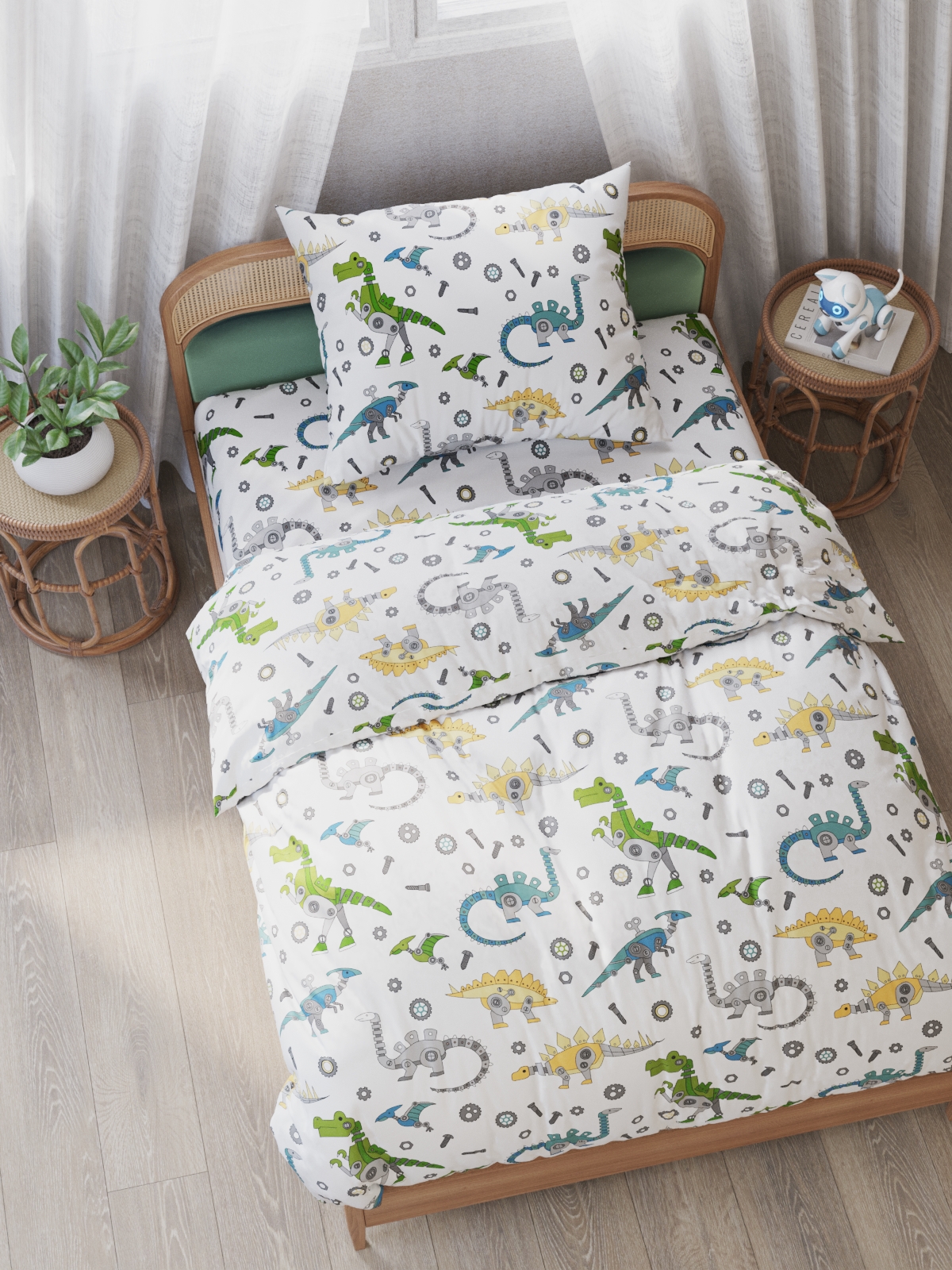 Комплект постельного белья Сказка. Динороботы полутораспальный 3 предм. - фото 1