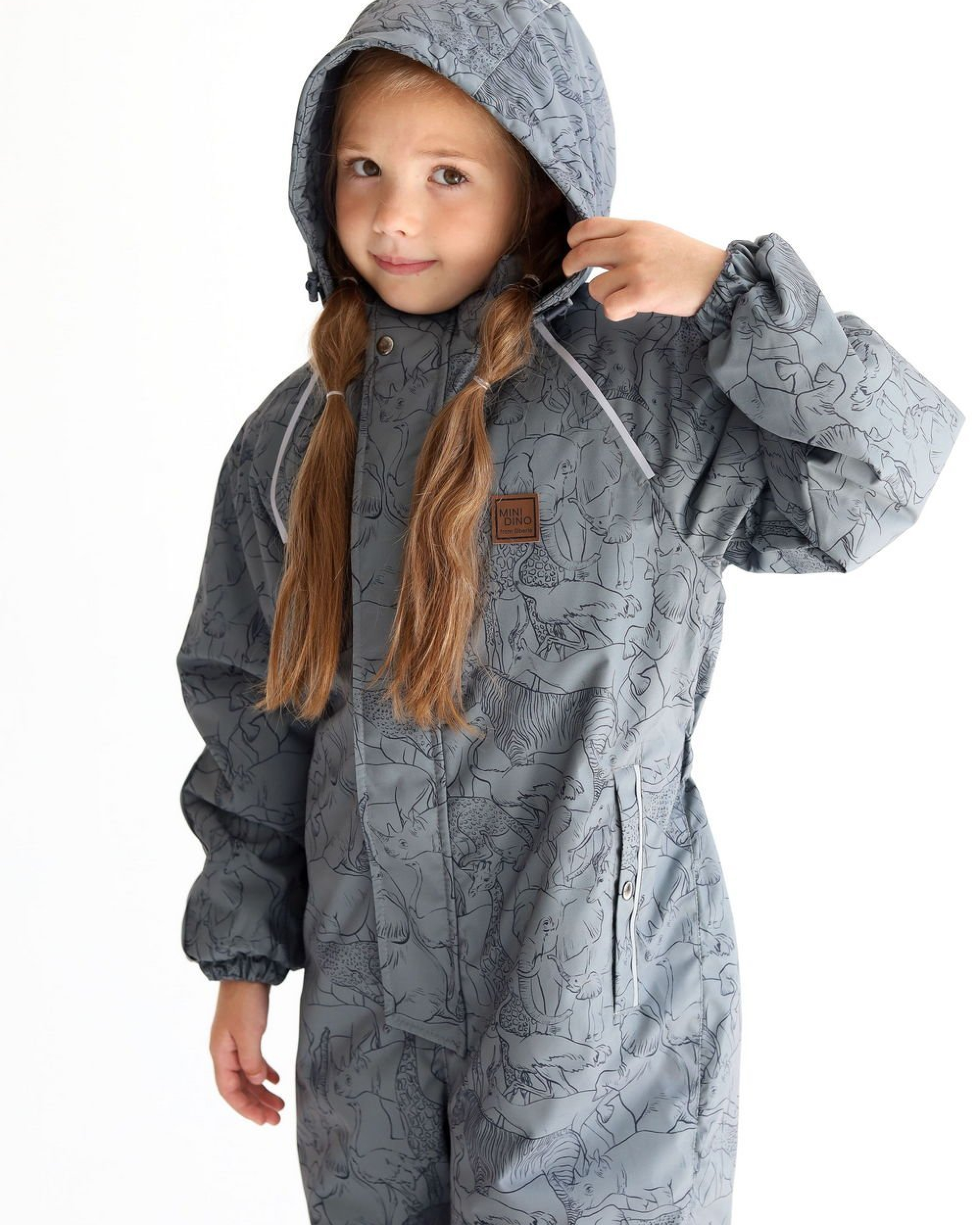 Комбинезон MINIDINO В-КОМ-015/ДКомбинезон еврозима принт Сафари серо-зеленый - фото 2