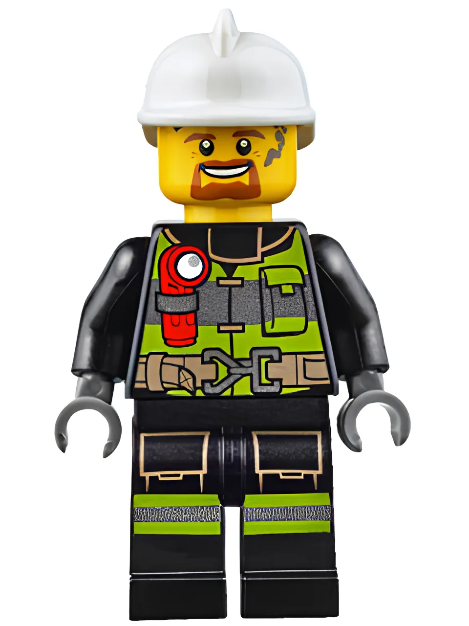 Изображение товара LEGO Минифигурка Fire Reflective с световозвращающими полосами и каской Изображение товара LEGO Минифигурка Fire Reflective с световозвращающими полосами и каской