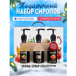 Набор сиропов SPOOM Кокос Лесной орех Соленая карамель для кофе 3шт 250мл + 3 дозатора