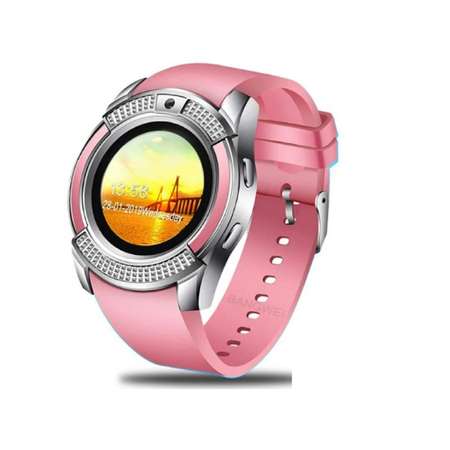 Смарт-часы наручные розовые CASTLELADY с камерой Smart Watch DZ 09 умные