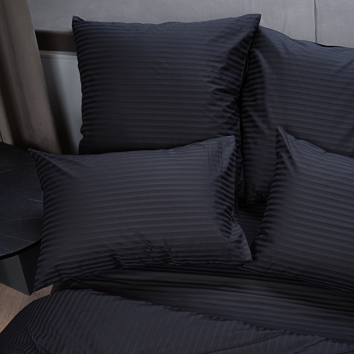 Комплект постельного белья Monocolor сатин графит семейный 6 предм. - фото 5