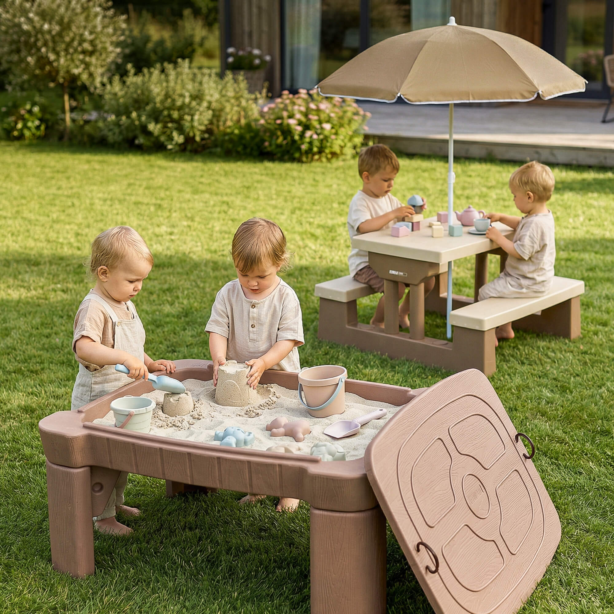 Песочница - столик детская UNIX Kids для игр с песком и водой 96х66х40,5 см - фото 15