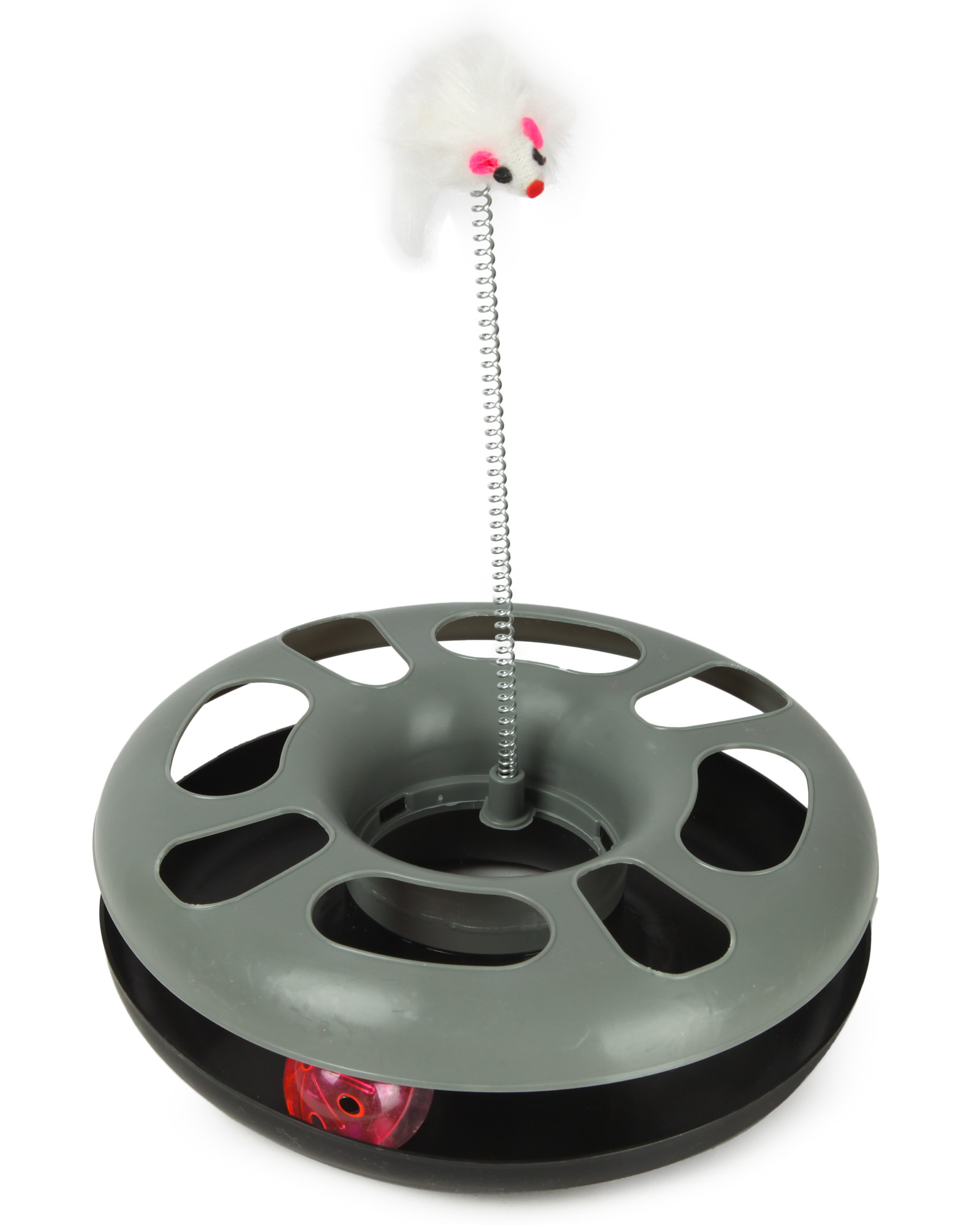 Игрушка для кошек Barbaks Круглый трек с мышкой на пружине 33*23.5см - фото 1