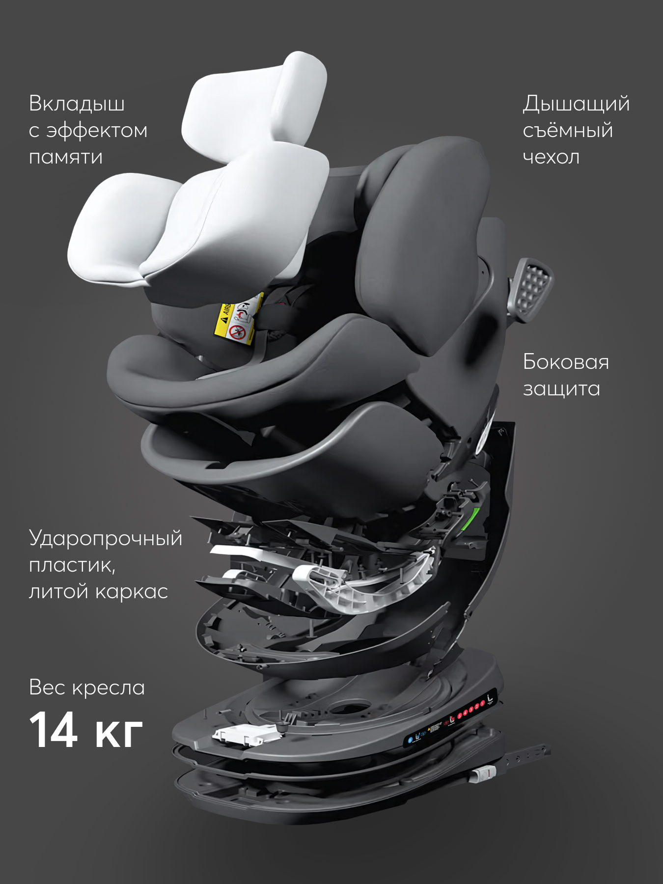 Автокресло Happy Baby Reex Isofix 0+/1/2/3 (0-36 кг) черный - фото 5