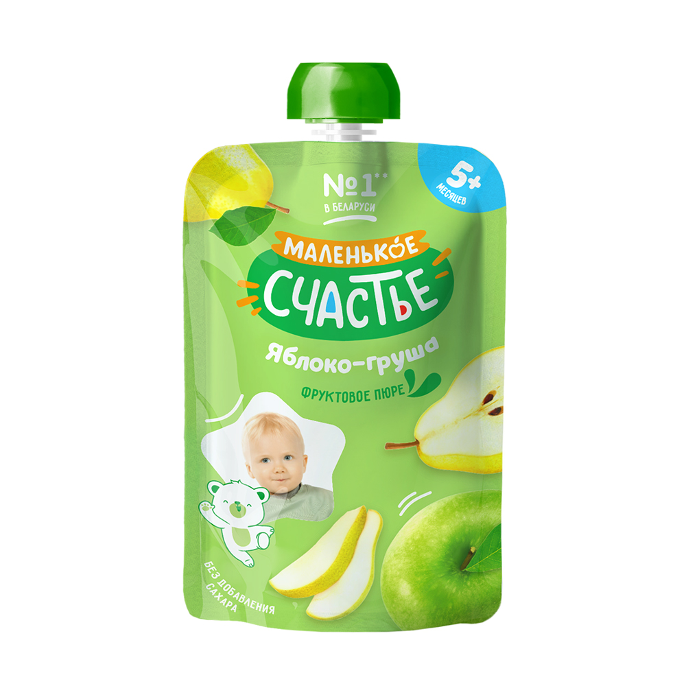 Пюре Маленькое счастье Яблоко-груша с 5 мес 90 г - фото 1