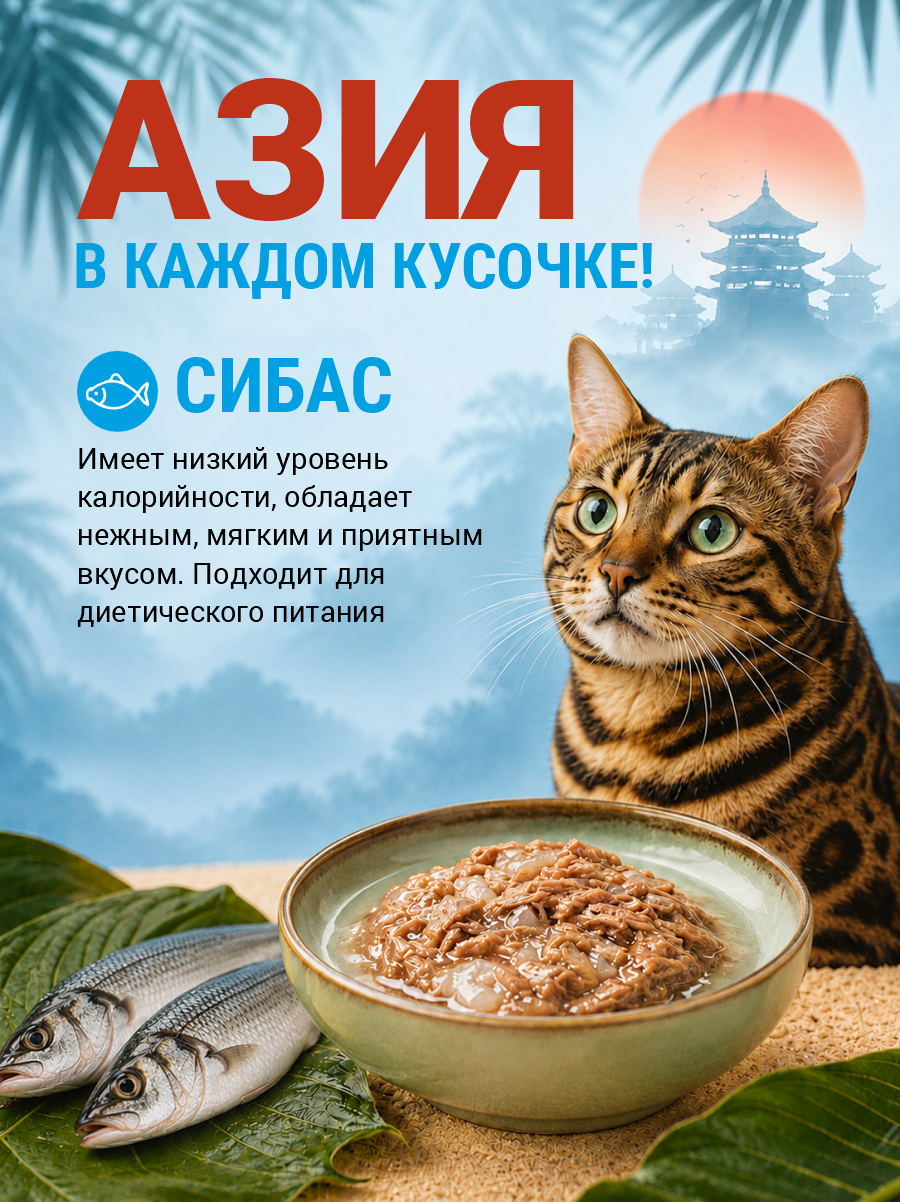Корм для кошек влажный Prime ASIA Тунец с сибасом в желе жб 85г 12 шт. - фото 4