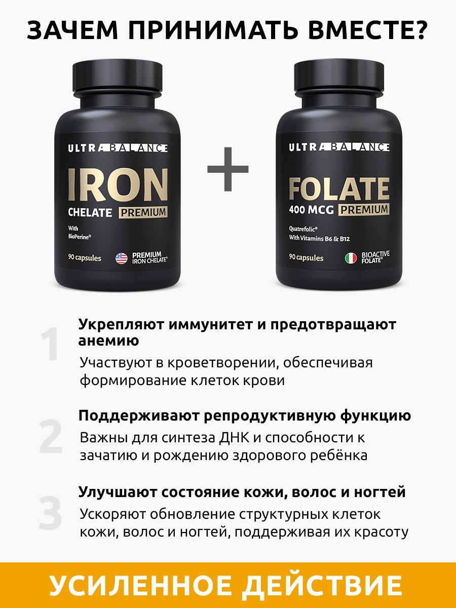Комплекс Фолат Железо UltraBalance витамины для женщин - фото 2