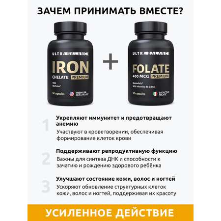 Комплекс Фолат Железо UltraBalance витамины для женщин