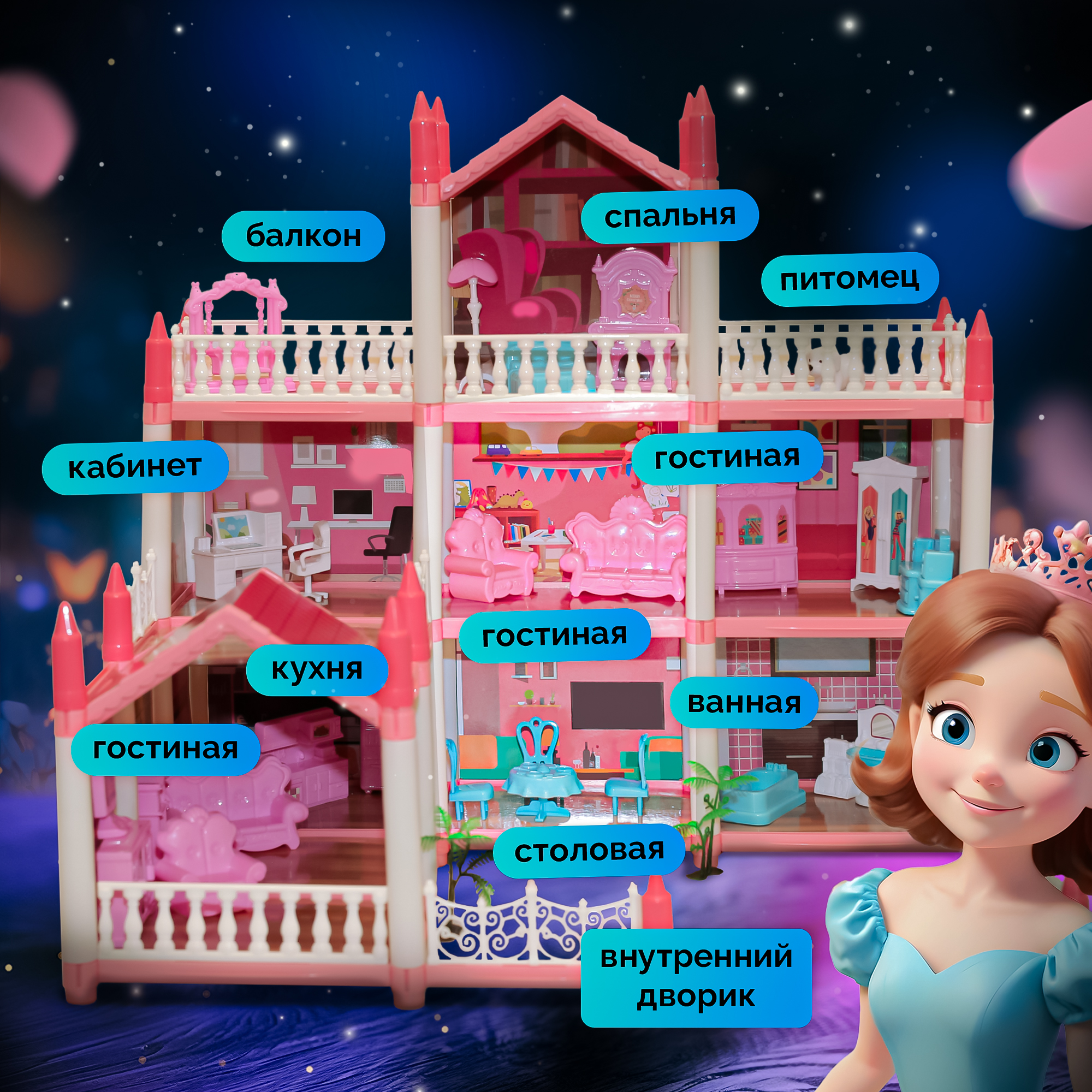 Домик для кукол SHARKTOYS с мебелью 11500017 - фото 3