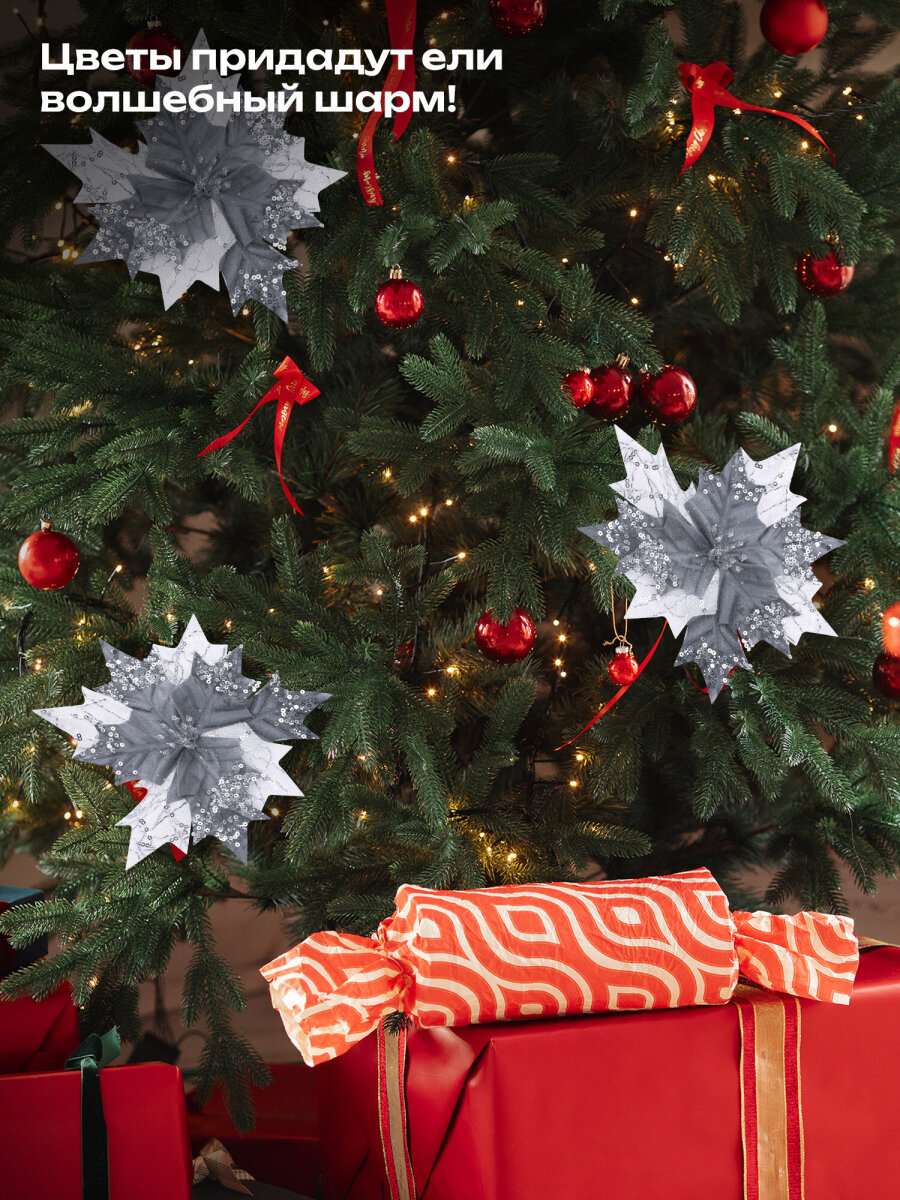 Елочные игрушки Золотая сказка Цветок набор 3 штуки - фото 6