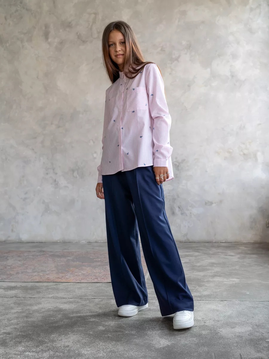 Рубашка TForma MD8188_розовая_полоска - фото 13