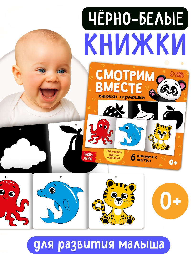 Набор Буква-ленд картонных книжек гармошек Смотрим вместе 6 шт - фото 1