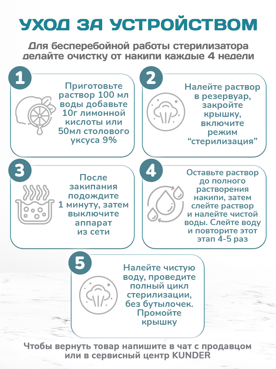 Подогреватель для бутылочек KUNDER стерилизатор паровой KNDR-26 - фото 11