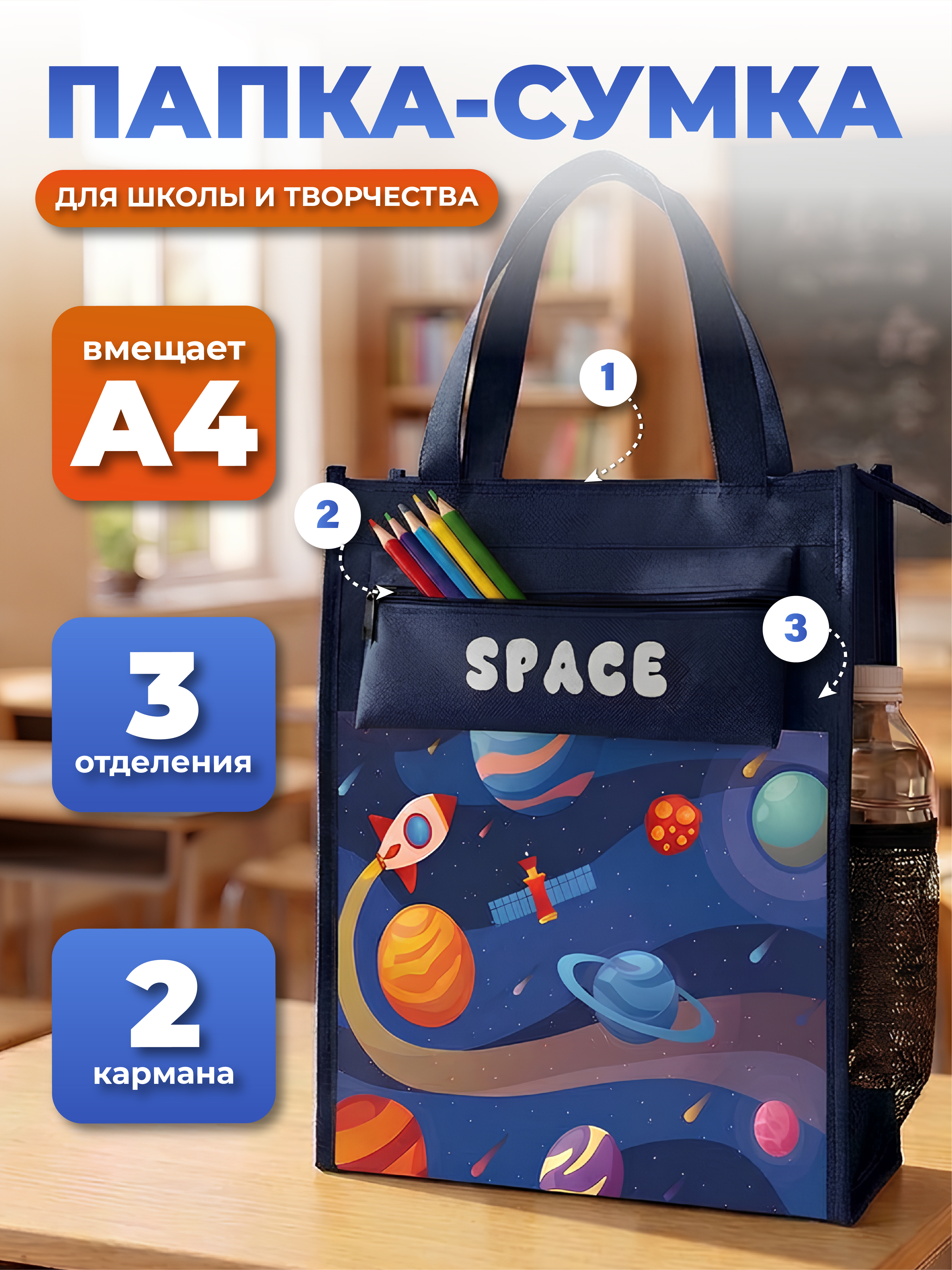 Папка с ручками AXLER для мальчика школьная А4 - фото 1