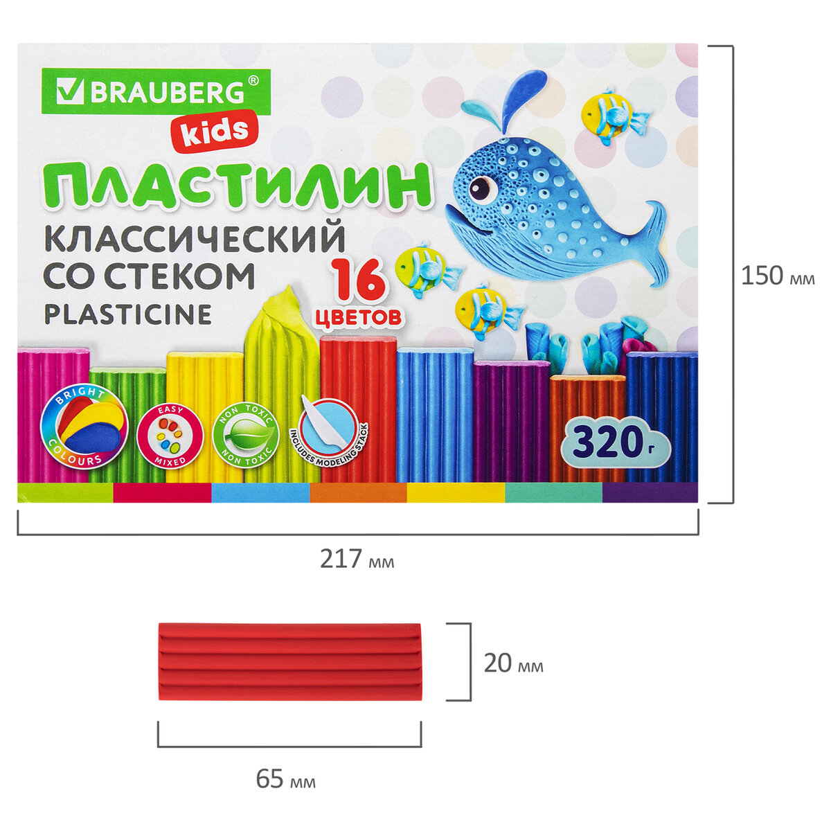 Пластилин Brauberg 16 цв. - фото 4
