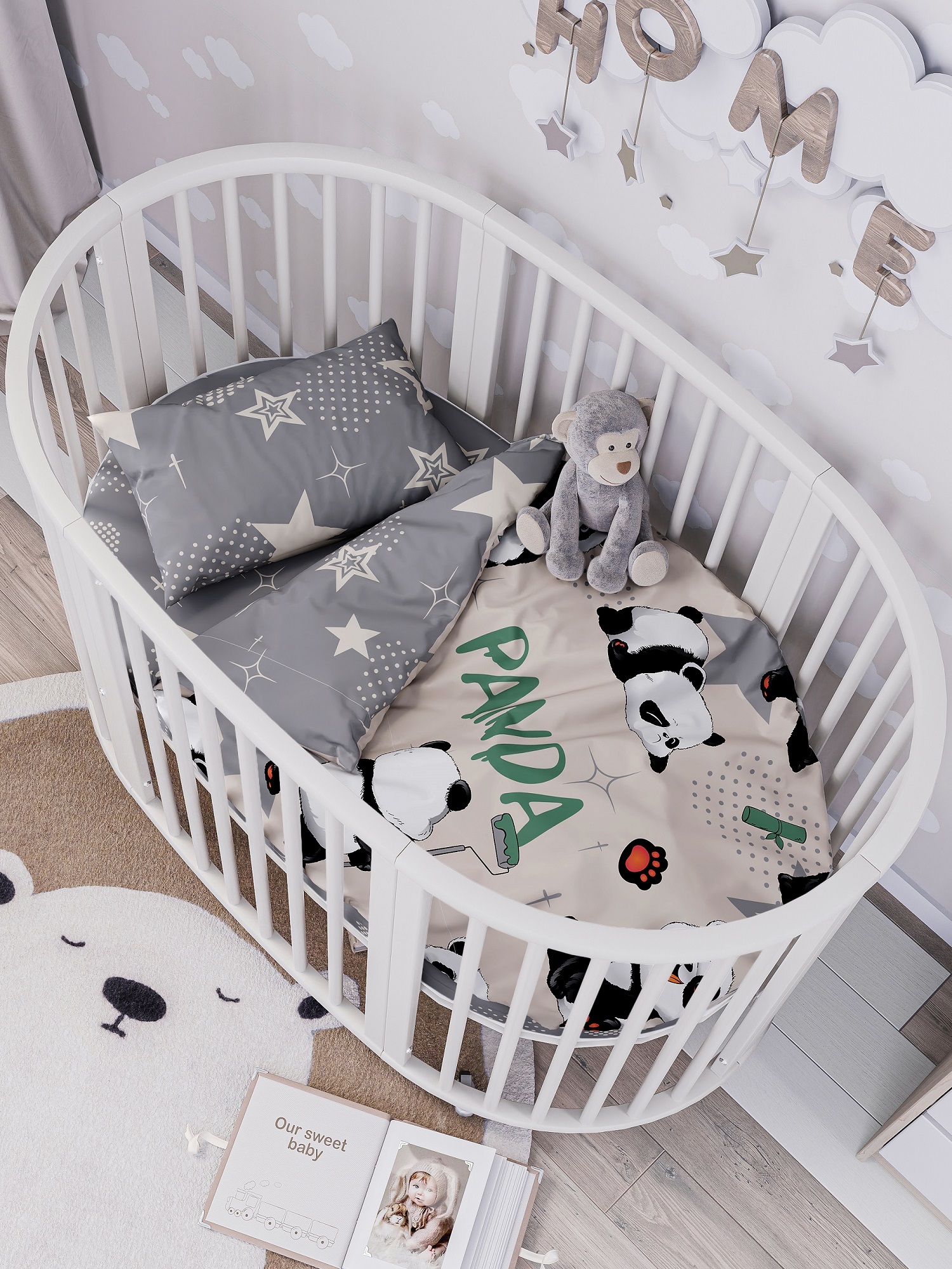 Комплект постельного белья Lemony kids Панды детский 3 предм. - фото 2