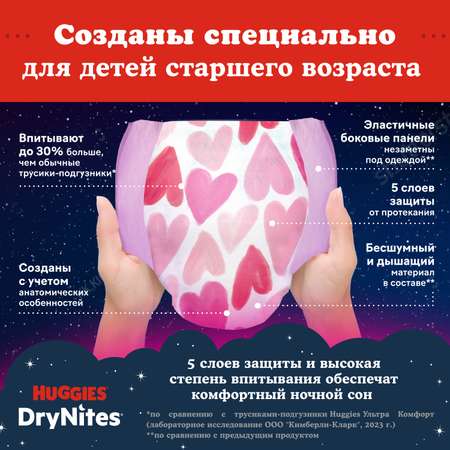 Трусики Huggies DryNites для девочек XXXL (17-30 кг) 10 шт.