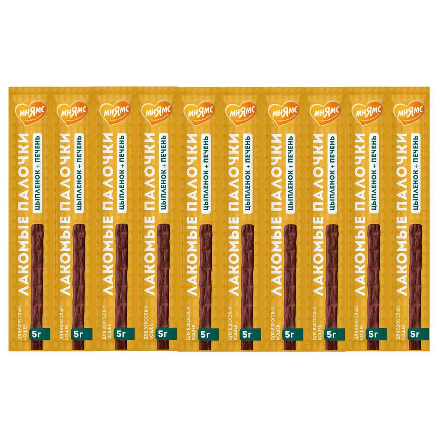 Лакомство для кошек Мнямс лакомые палочки из цыпленка и печени 10*5г - фото 1