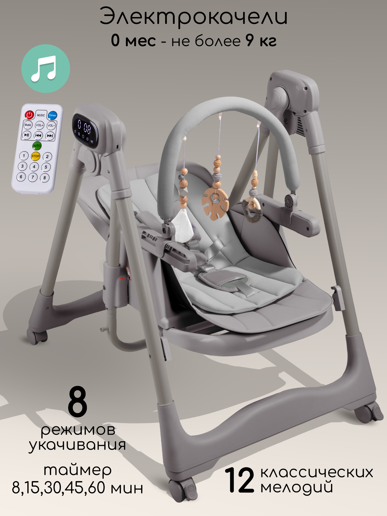 Стульчик для кормления Amarobaby Legacy серый - фото 3