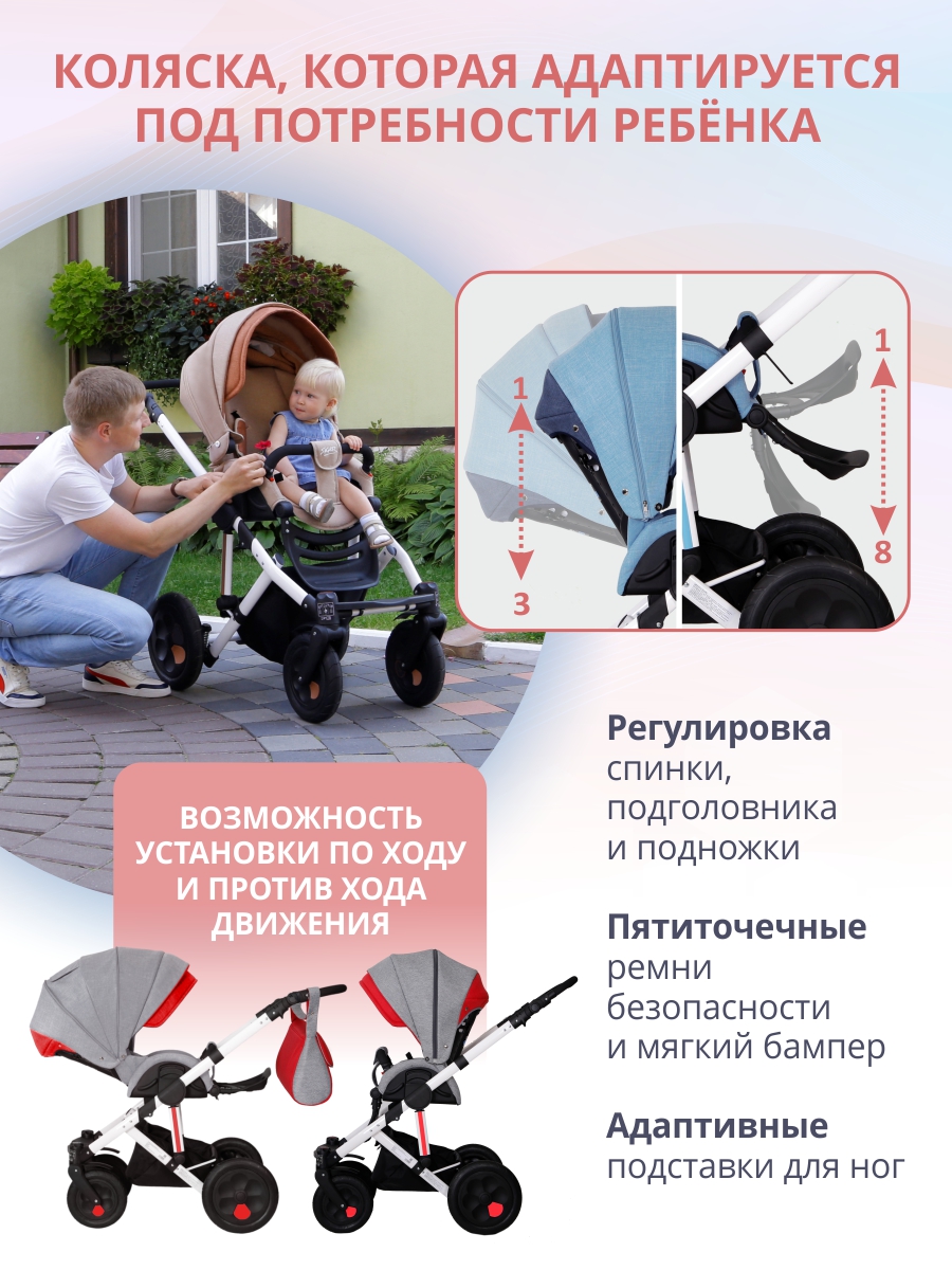 Коляска 2в1 SIGER Marco красный - фото 4