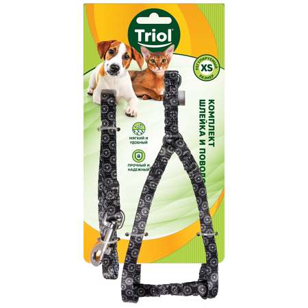 Комплект для собак Triol Шлейка +поводок Графит XS Нейлон
