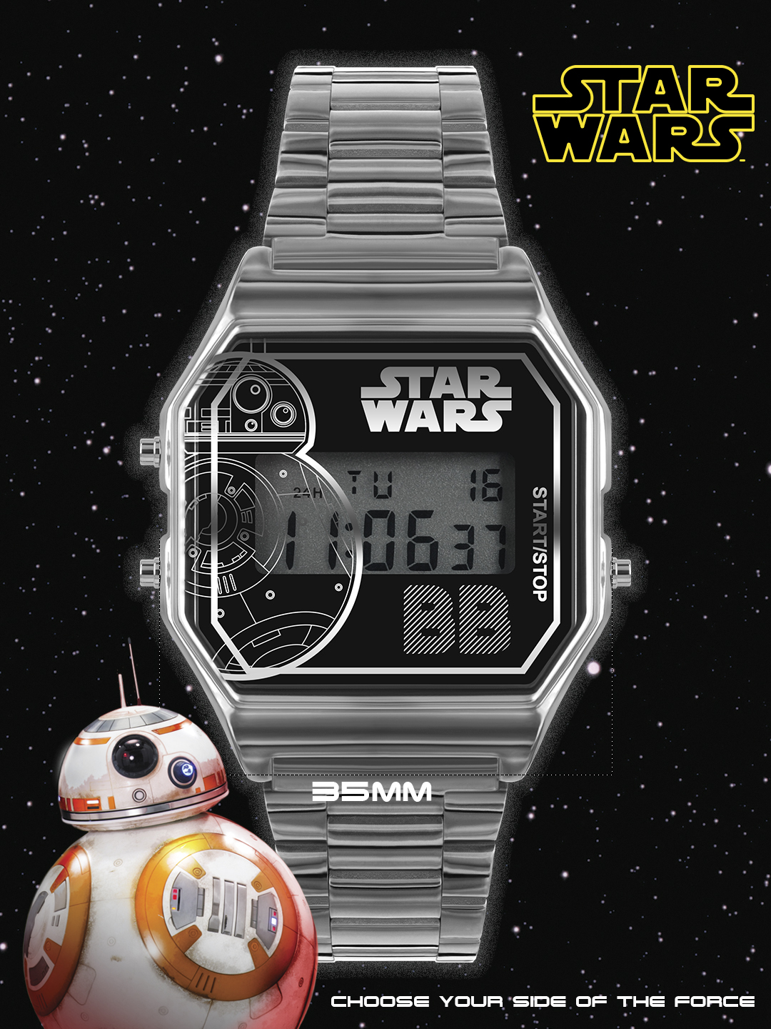 Электронные наручные часы Нестеров Star Wars с R2-D2 SW70303BB - фото 1