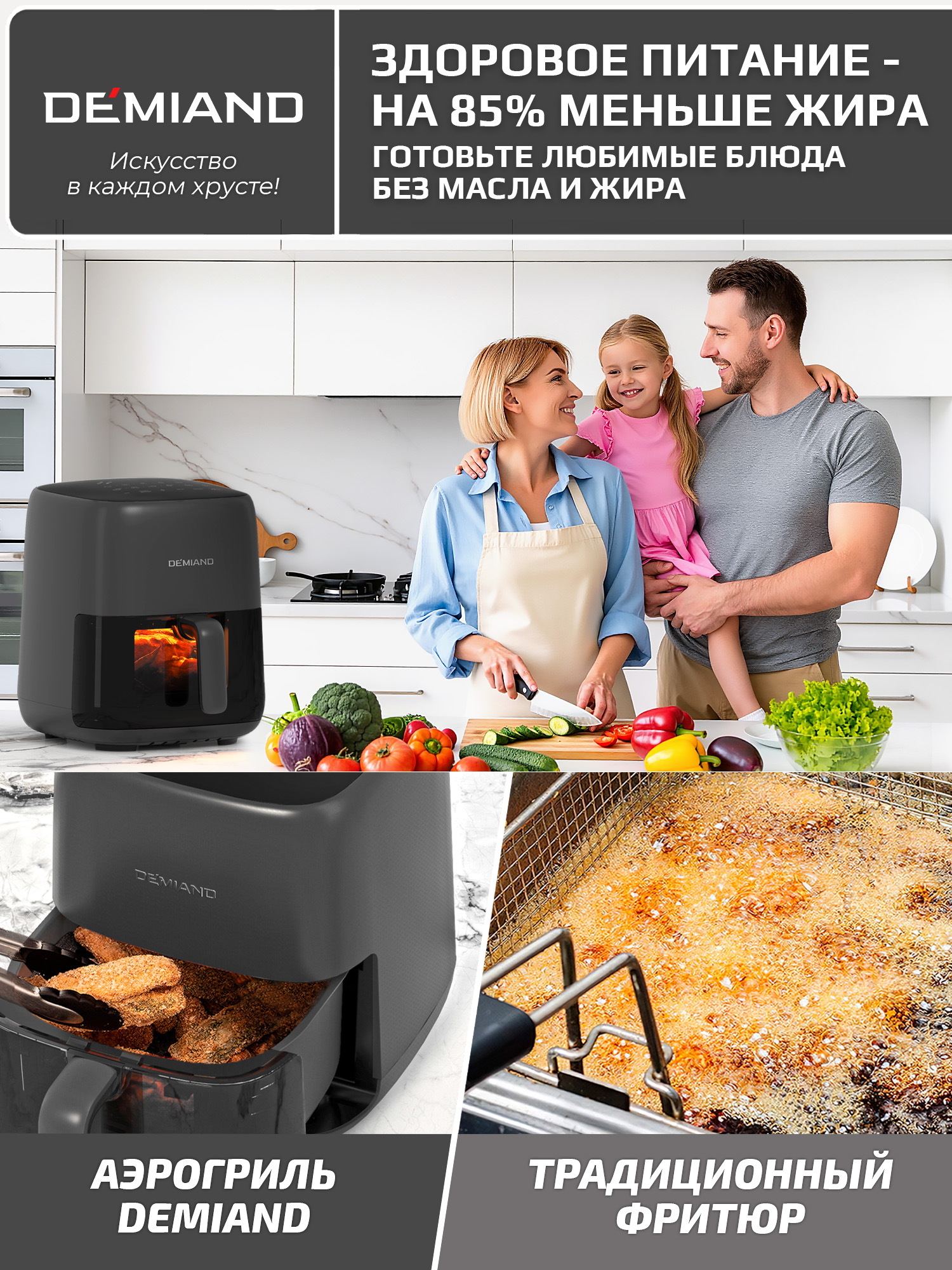 Аэрогриль DEMIAND tarvin с wi-fi керамическое покрытие чаши - фото 11