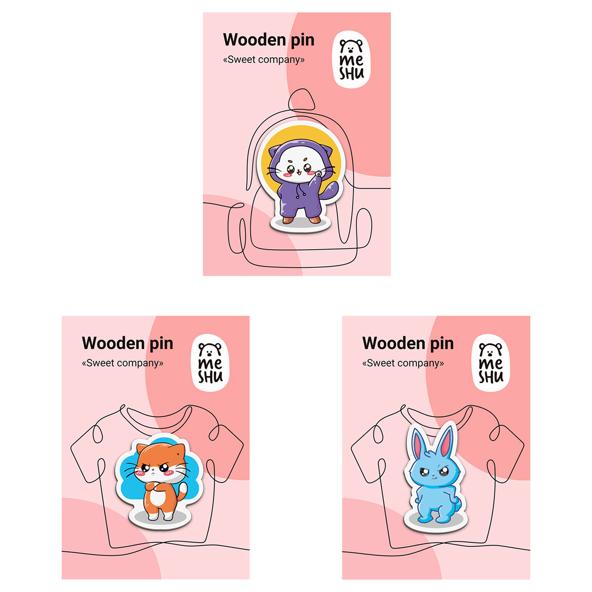Значок Meshu Sweet company 3 шт. - фото 1