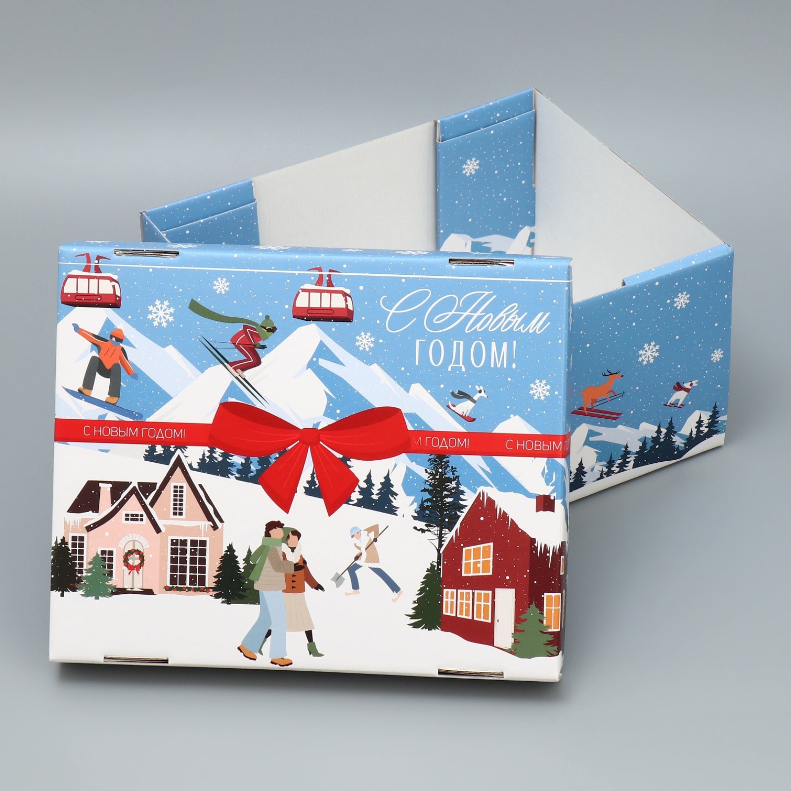 Коробка складная Дарите Счастье "Новогодний город", 31,2 х 25,6 х 16,1 см - фото 4