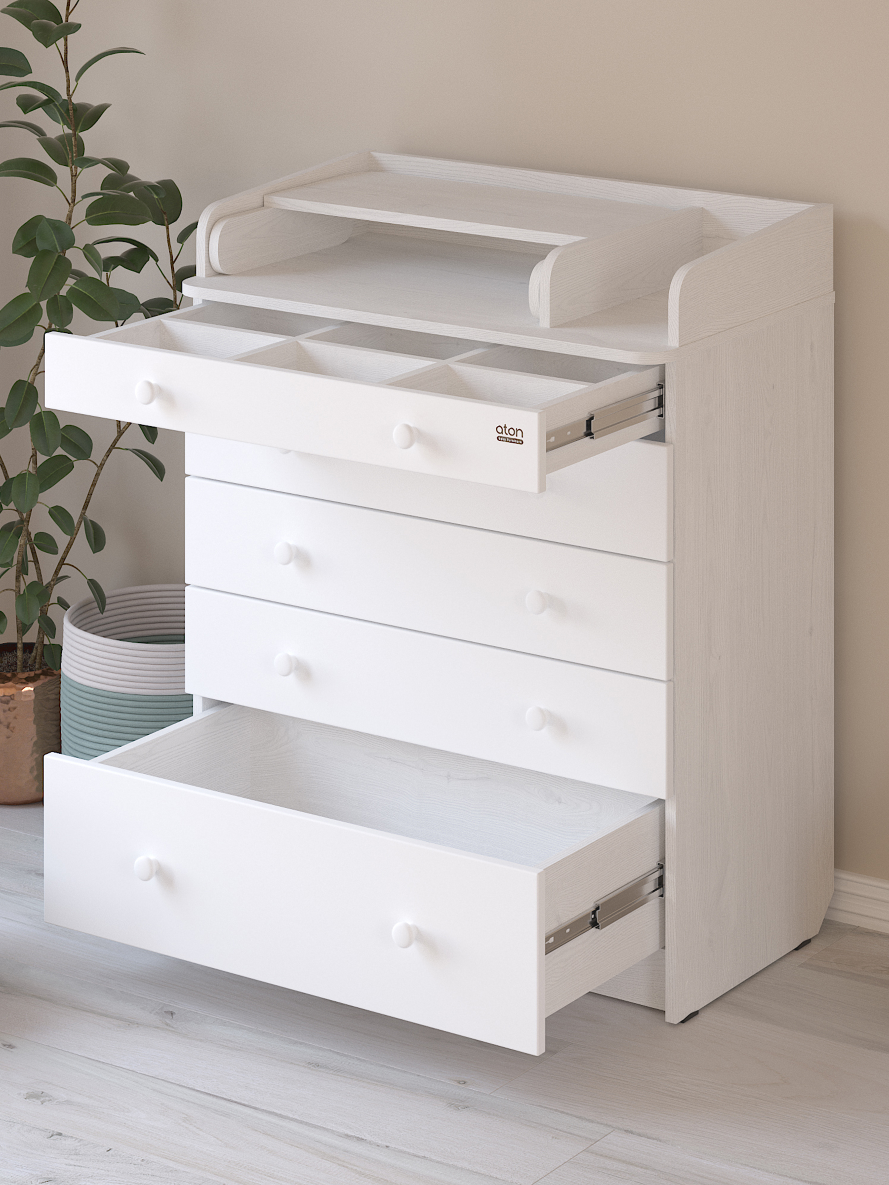 Комод пеленальный Aton Maks ясень тронхейм-белый - фото 6