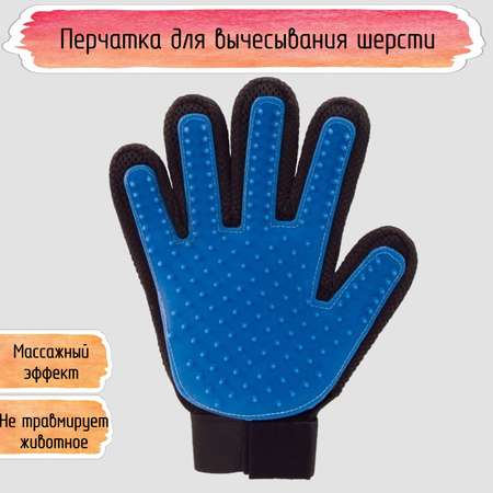 Перчатка для вычёсывания Seichi синяя
