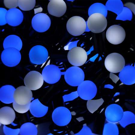 Гирлянда Luazon «Нить» «Шарики 1.5 см» тёмная нить 200 LED свечение бело-синее мигание 220 В