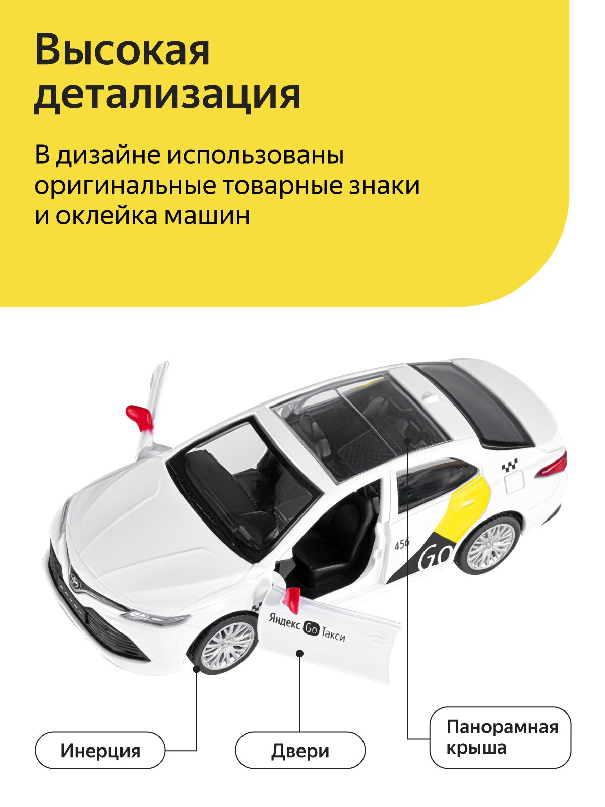 Автомобиль Яндекс GO Toyota Camry Такси 1:43 JB1251484 - фото 2