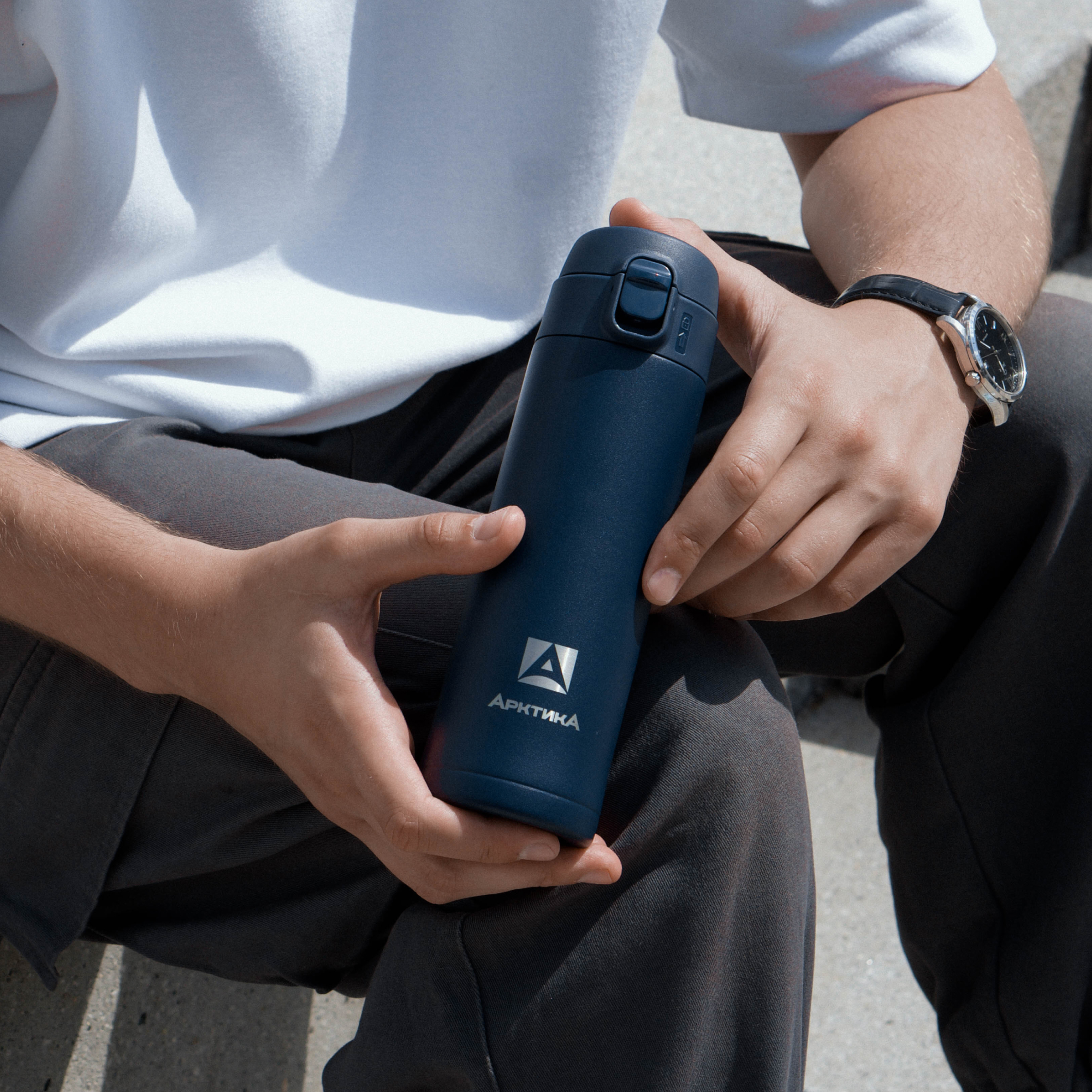 Термокружка Арктика 701-420 текстурный синий с ситечком - фото 7