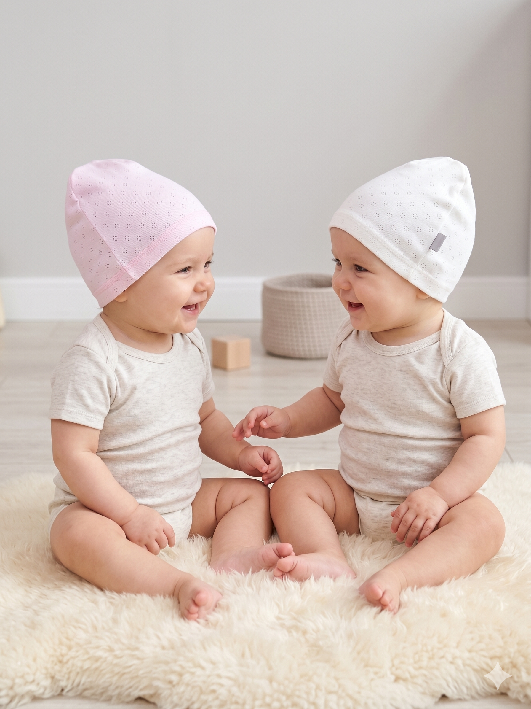 Изображение товара Комплект шапочек для новорожденных ТРИЯ 2 шт 42 размеры из хлопка