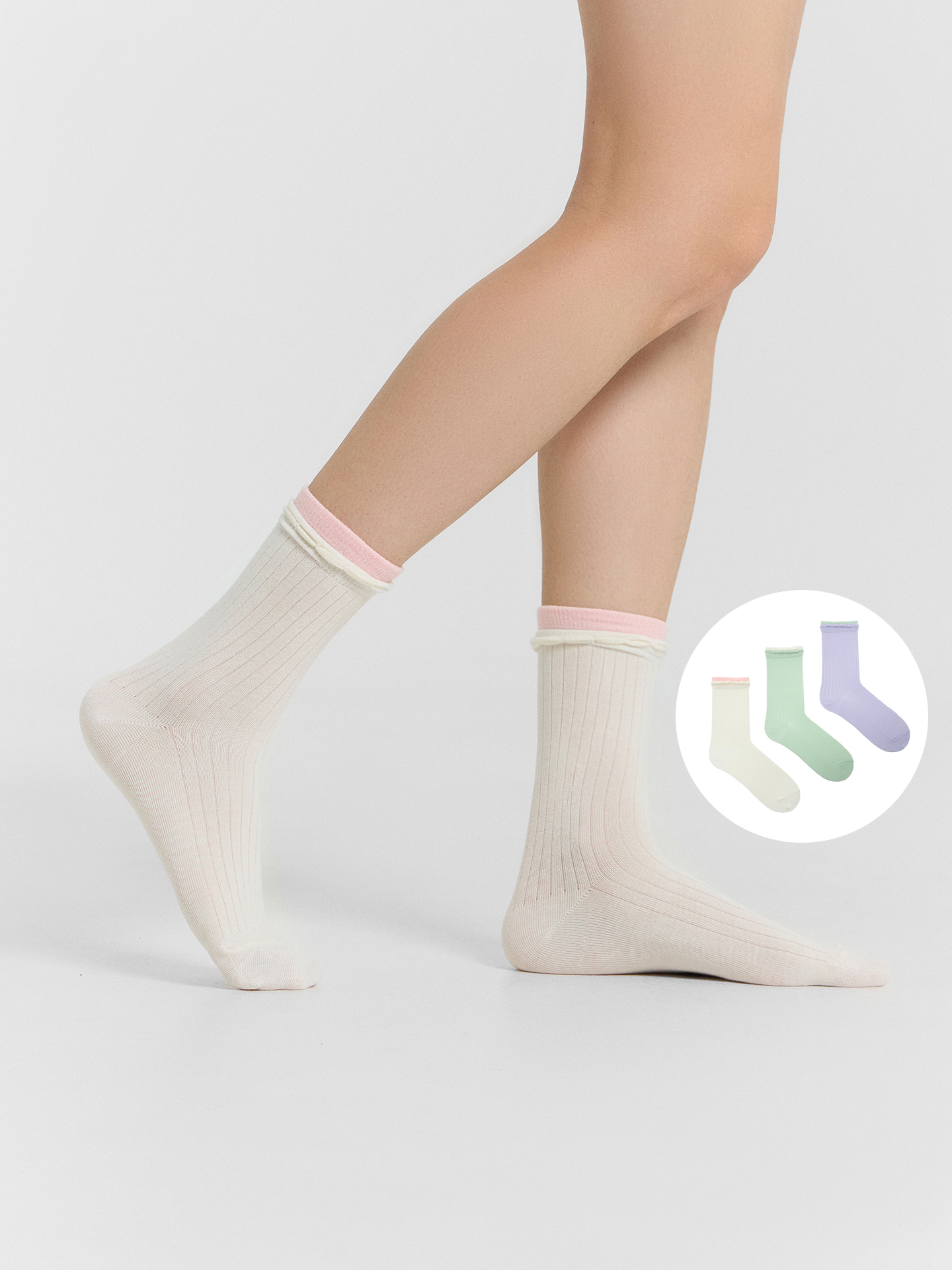 Носки 3 пары Mark Formelle (Марк Формэль) 430A-3166/молочный /св.эвкалипт /св.лаванда/ - фото 1