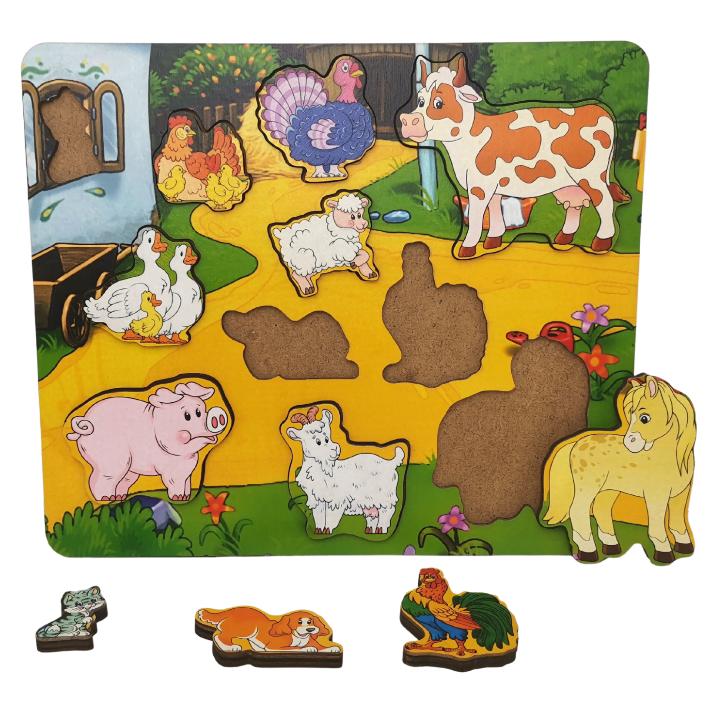 Игрушка Нескучные игры рамка-вкладыш Монтессори Кто живет на ферме - фото 2