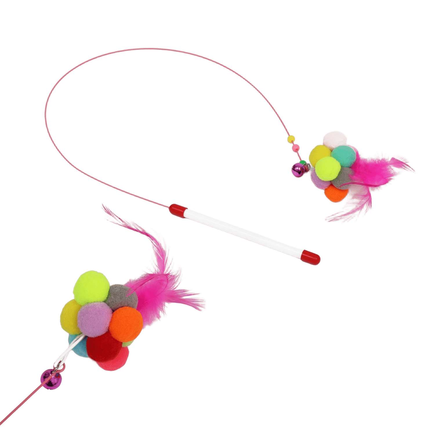 Дразнилка-удочка Пижон с плюшевым мячом 100см в ассортименте - фото 1