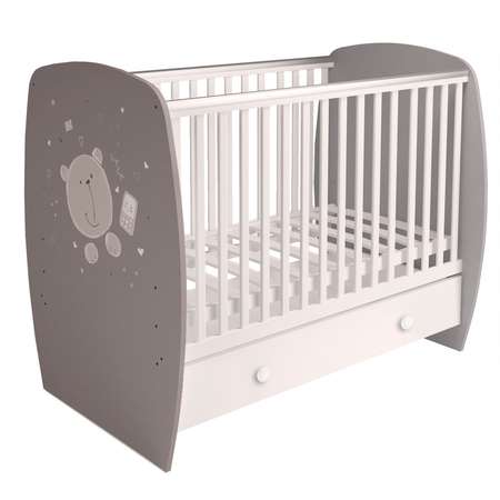 Детская кроватка Polini kids прямоугольная, без маятника (серый, белый)