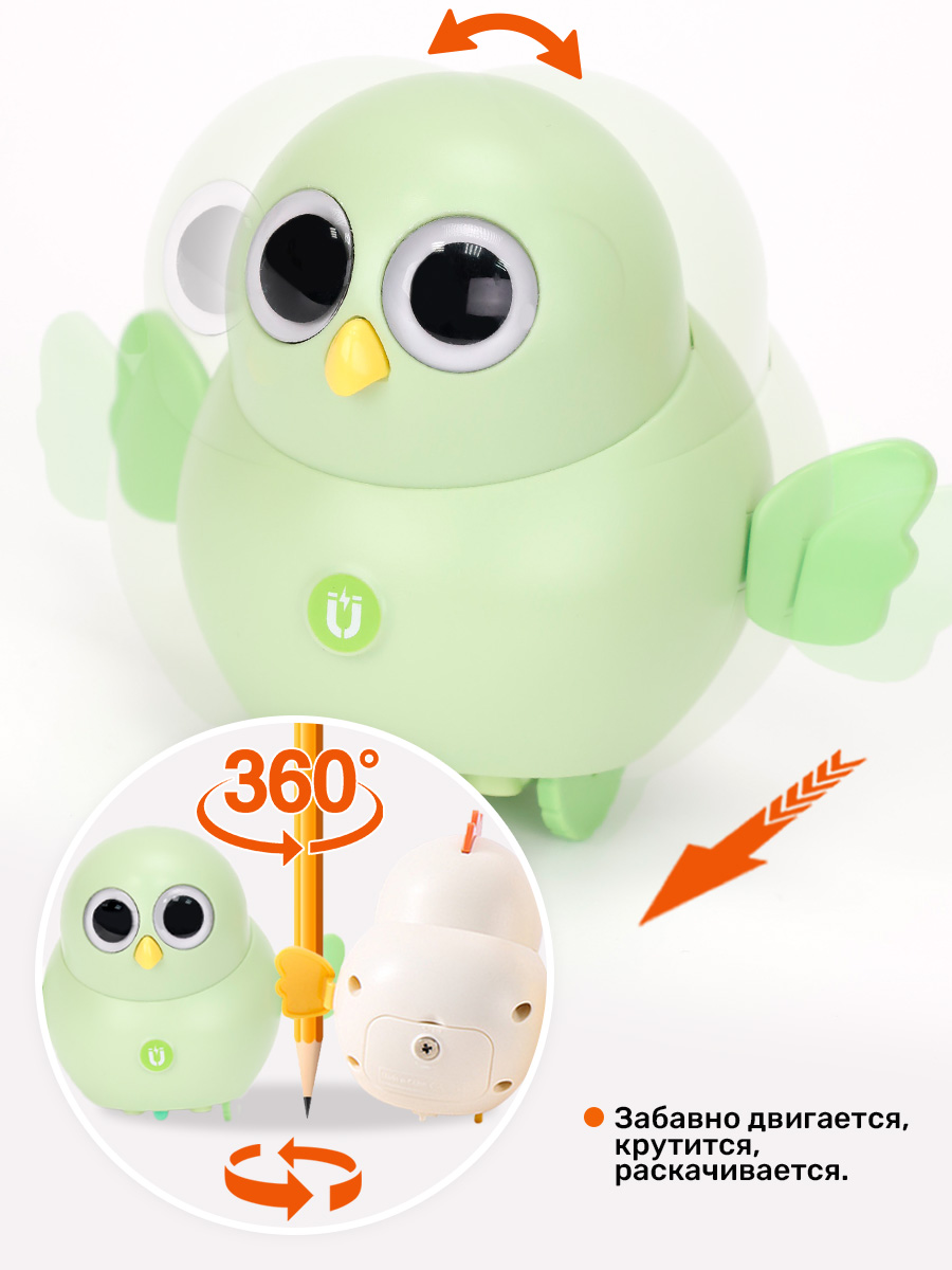 Игрушка TIPTOPOLIS каталка совенок зеленый на батарейках - фото 3