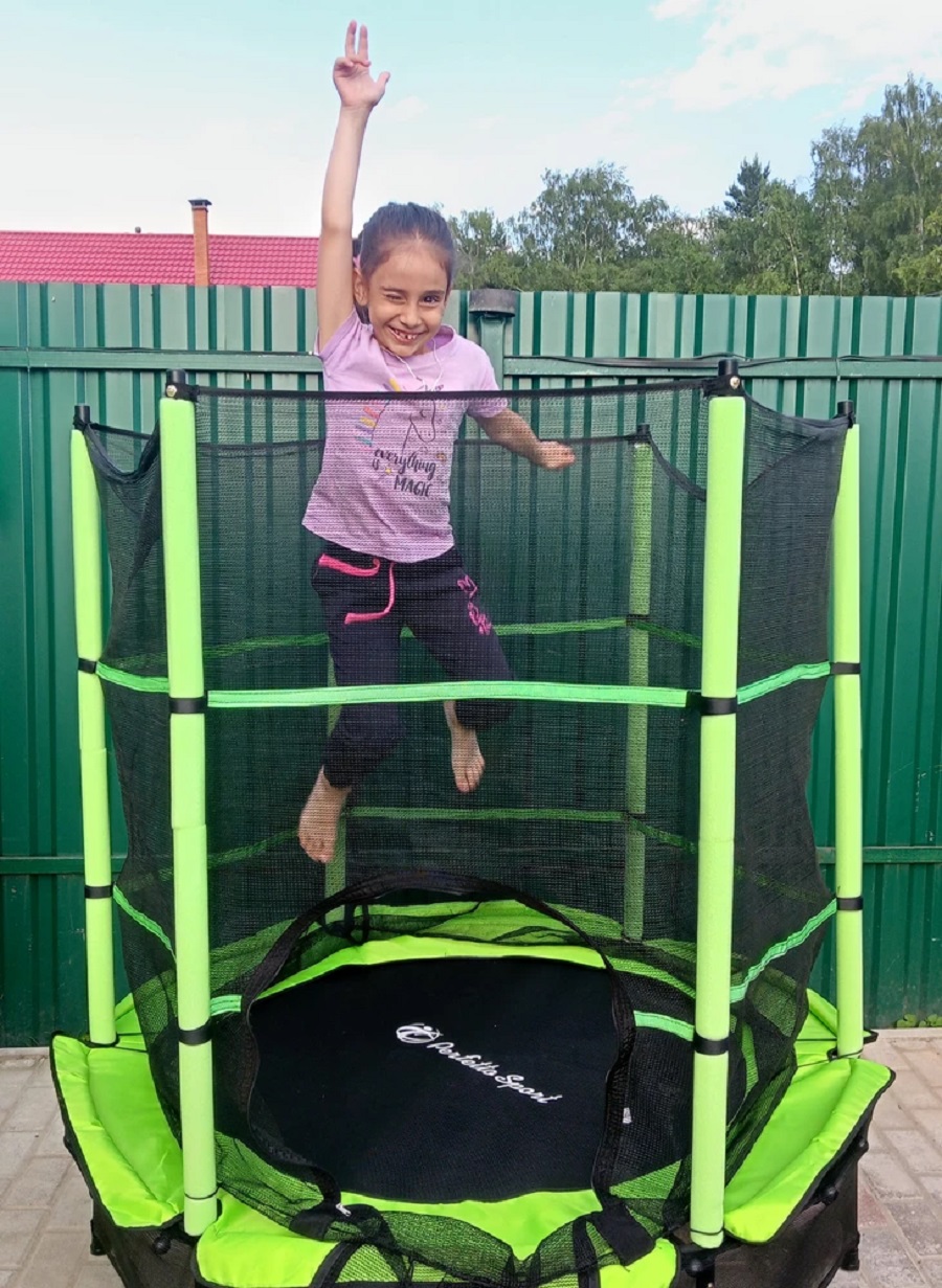 Батут каркасный Perfetto Sport с защитной cеткой 5ft диаметр 1,4 м зелёный - фото 11