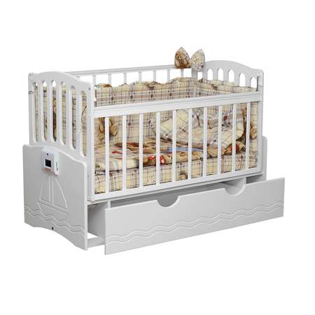 Детская кроватка Dakababy прямоугольная, поперечный маятник (белый)