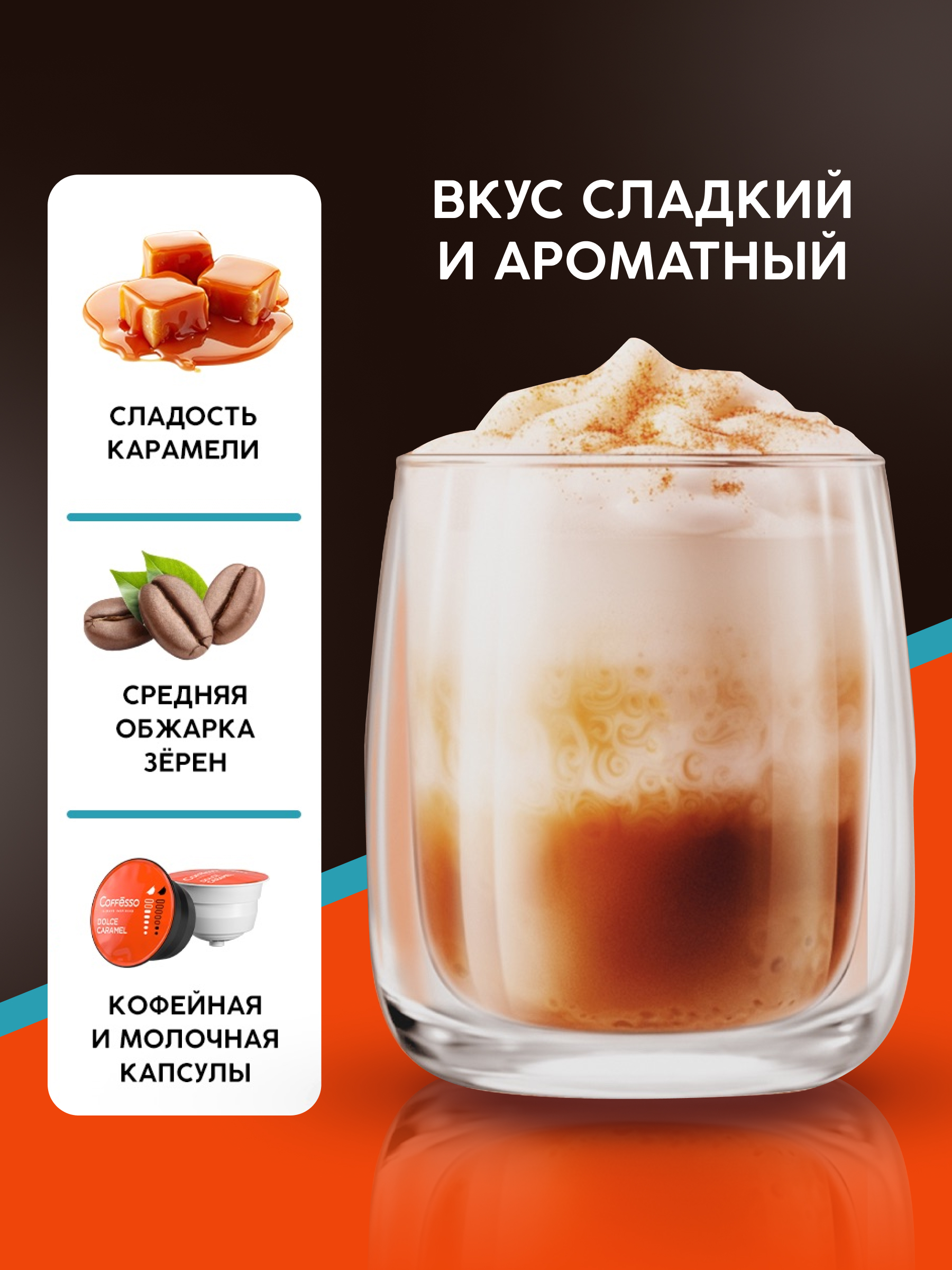 Кофе в капсулах Coffesso Dolce Caramel Набор для приготовления кофейного напитка 156г капсула - фото 2