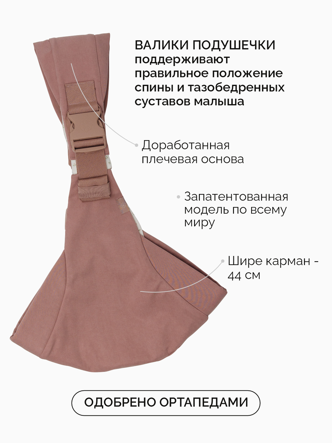 Переноска для новорожденных Timikbaby слинг розовый - фото 4