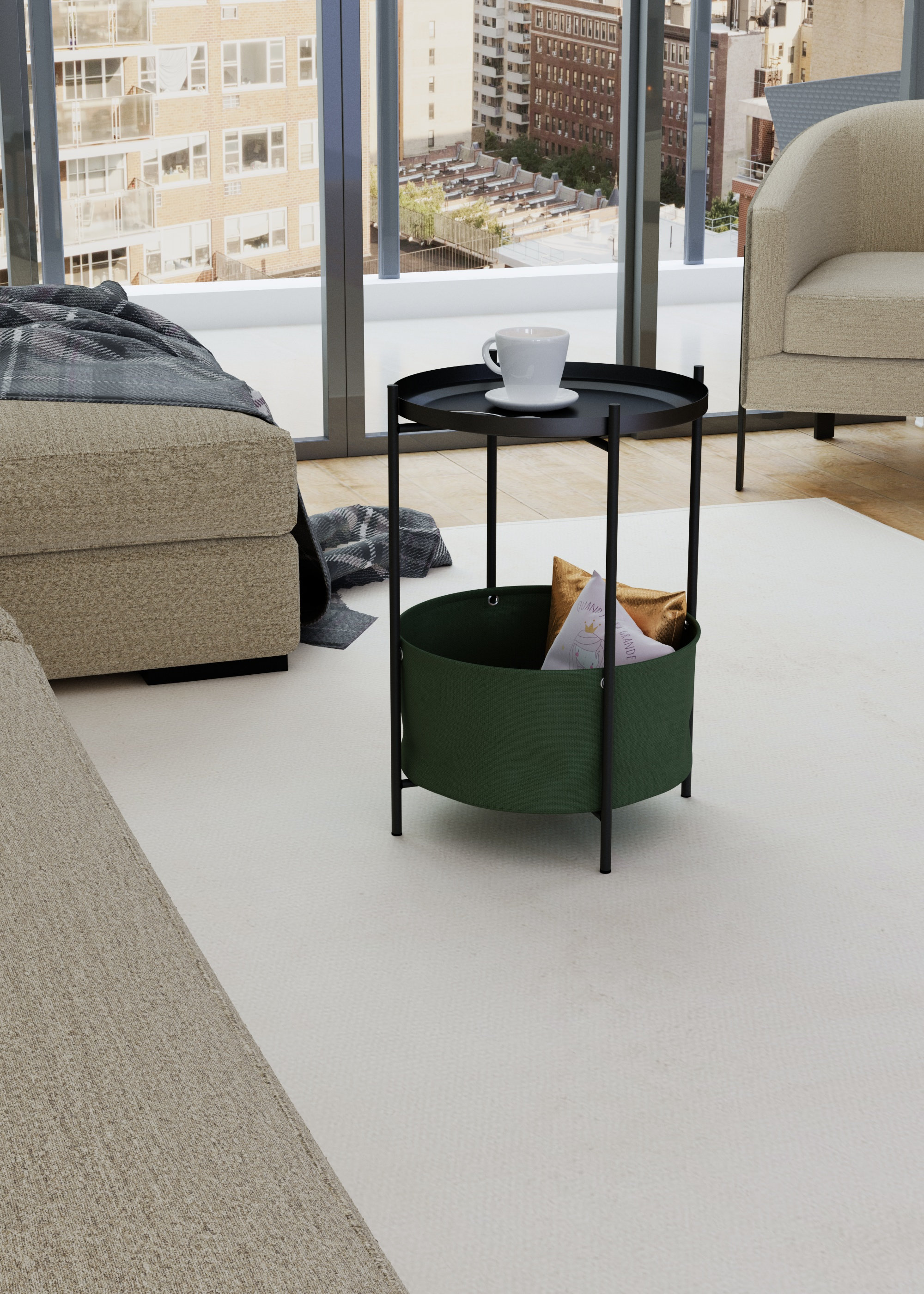 Стол журнальный LAVARIS Элдэй Cuba Хаки/черный муар - фото 2