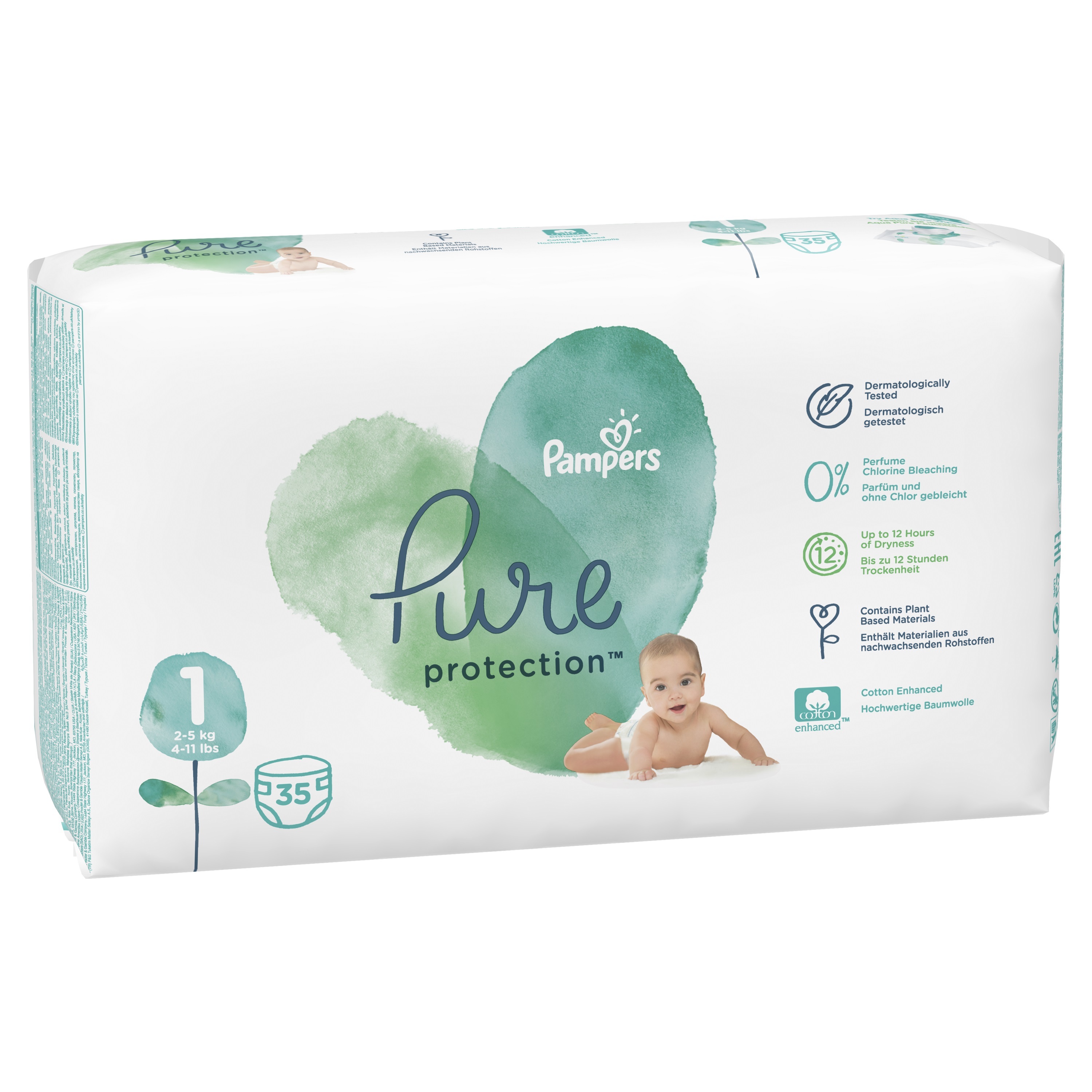 Подгузники Pampers Pure Protection для новорожденных NB (2-5 кг) 35 шт. - фото 2
