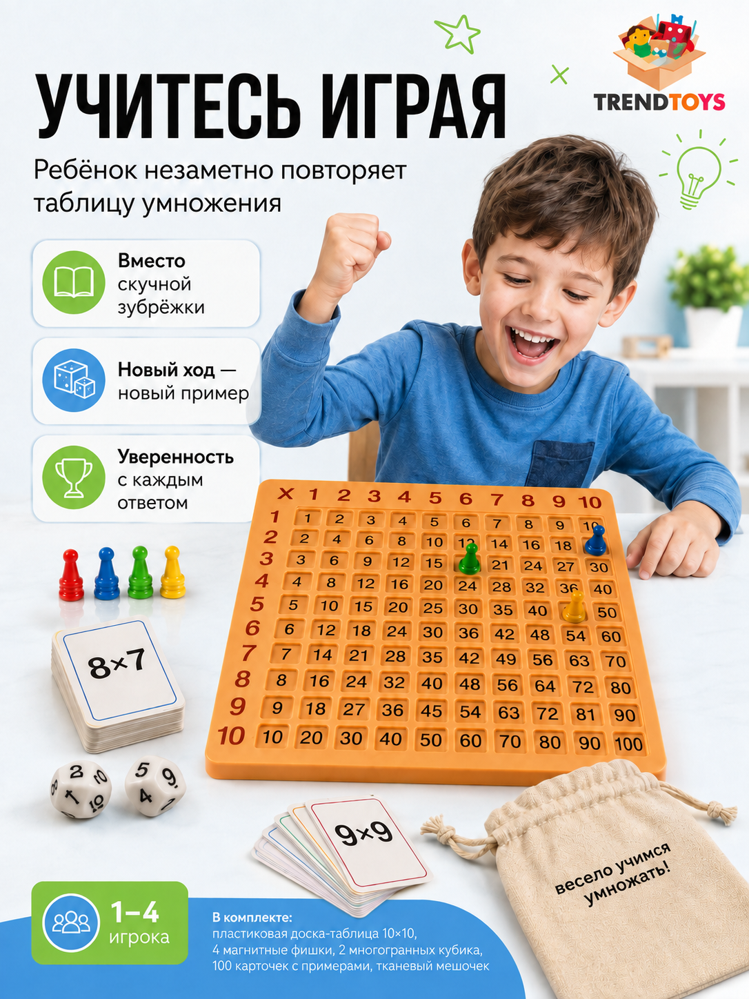 Настольная игра TrendToys Умножайка таблица умножения - фото 5