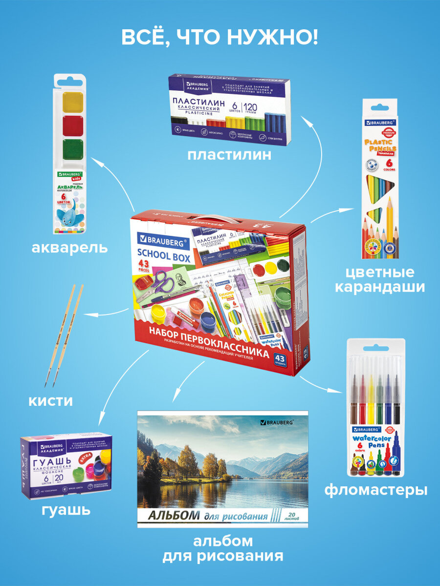Набор школьника Brauberg 43 предм. - фото 4